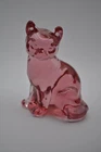 Vintage Fenton Glass Cat Pink Clear Glass 3 3/4 inch