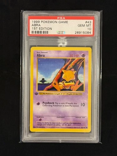 1999 Abra 1st Edition #43 PSA 10 GEM MINT Base Set Shadowless Pokemon