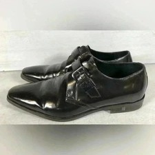 Versace Collection Mens Black Monk Strap Dress Shoes Size 41 Buckle Formal