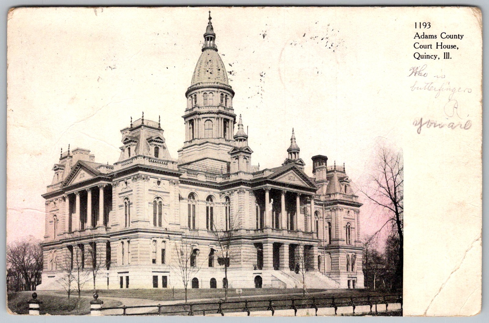 Antique Postcard Adams County Court House Quincy, IL 1900s