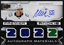 2022-23 UD Premier Rookie Autograph Materials Nils Aman PRA-AM RC Auto 70/99
