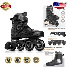 Adult Inline Skates Black Comfort Breathable Mesh Triple Protection System
