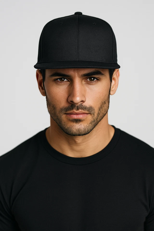 Original Plain Fitted Caps Flat Bill Hats [[ Hatco ]] Solid Colors ( New Item ) - Image 2 of 4