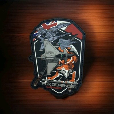 *RARE* RAF QEAF 12 SQUADRON PVC Patch TYPHOON FOX DEFENDER 2021 Qatar Typhoon 