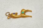 14K Yellow Gold Fawn Deer Pendant Turquoise & Blue Stone 2.0g — photo 3
