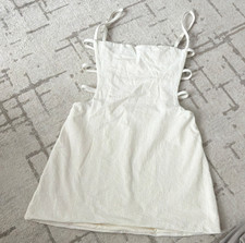 Devon Windsor White Strappy Square Neck Spaghetti Strap Swimming-Boat Dress