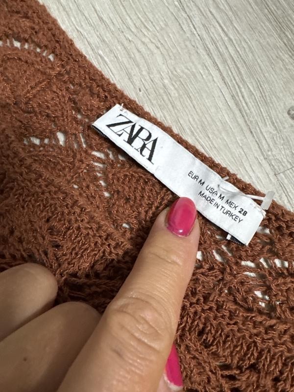 Zara Brown Wide Sleeves Openwork Sweater Size M image 4