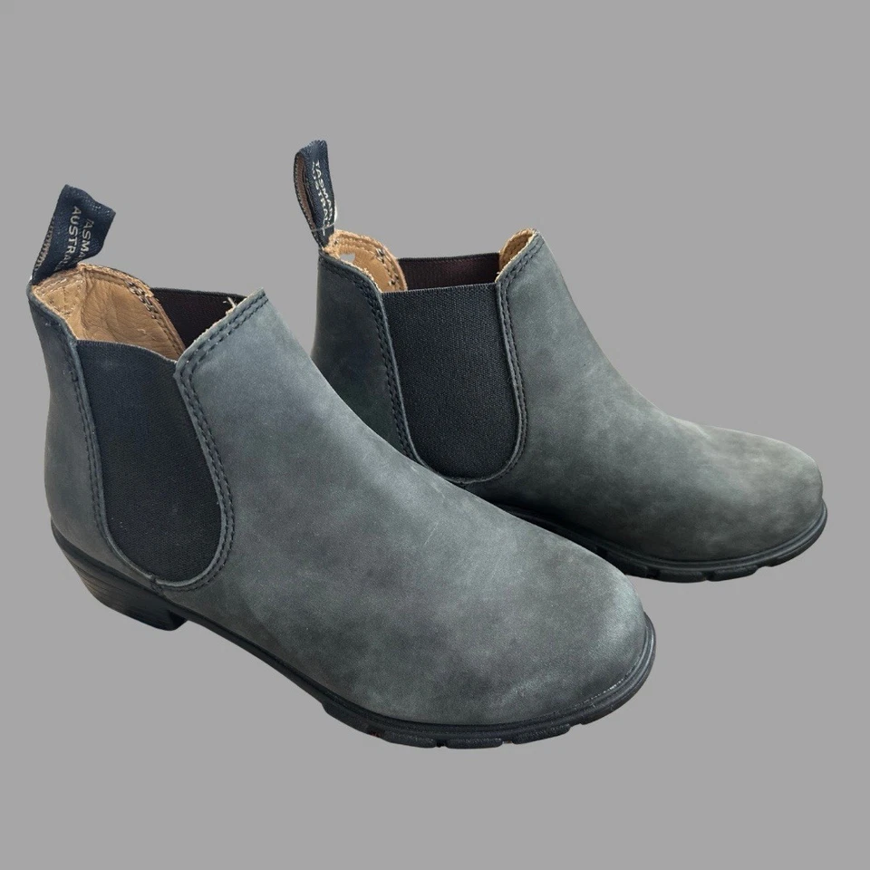 Botas Chelsea femininas Blundstone 6.5 1971 couro rústico preto sapatos - Imagem 3 de 4