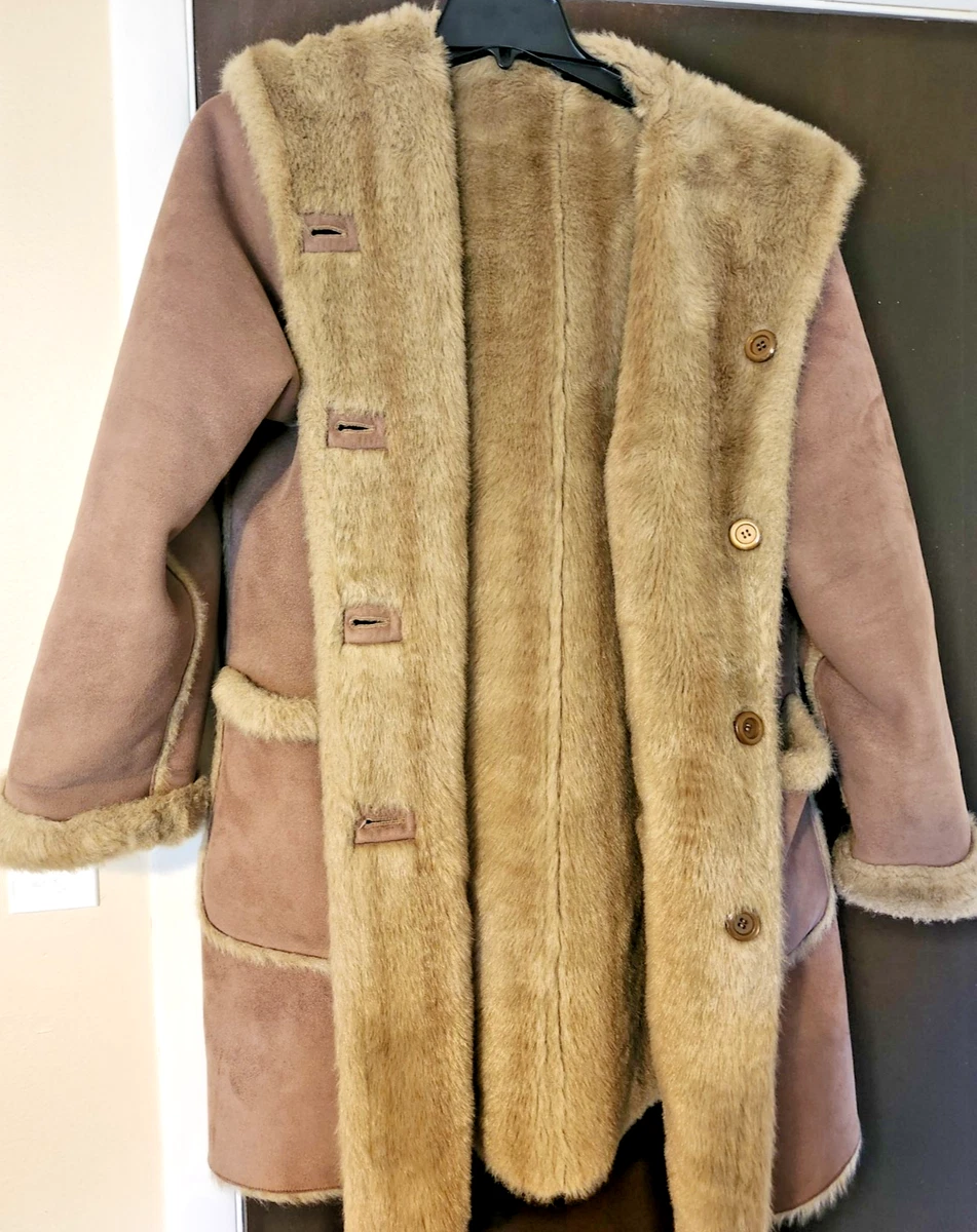 Jones New York Faux Fur Outer Shell Coats, Jackets & Vests Brown