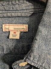 Vintage Gap Denim Shirt Dress Cotton 3/4 Button Popover Pockets Belted Size XS