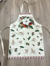 Vintage KAY DEE DESIGNS Christmas Apron with Floral Holly Design Adjustable