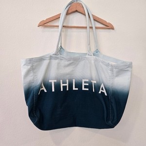 Athleta Beach Bag Gym Bag Tote Bag blue ombré white canvas shopping bag