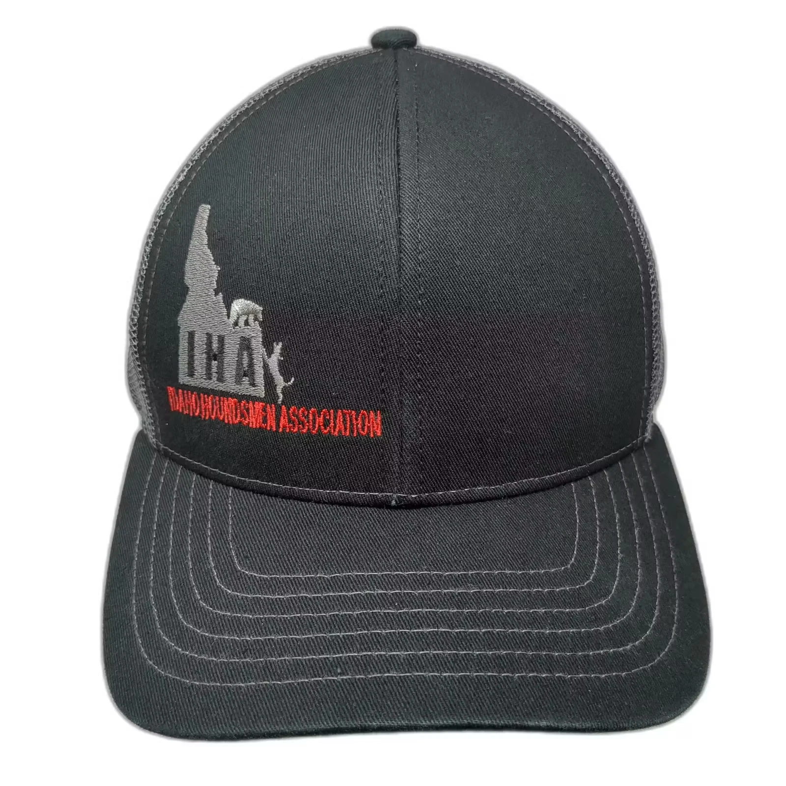 Outdoor Cap Trucker Hat Black Gray OS Snapback Idaho Houndsmen Association