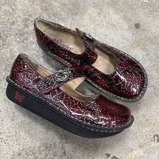 Alegria PAL-544 Red Crackle Leather Mary Jane Shoes Womens Size 9 EU 39