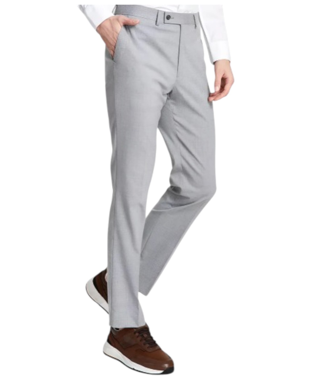 Dkny Mens Modern fit Dress Pants 40 29 Light Grey Solid Stretch 9390₽