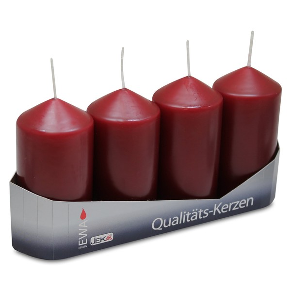 3Er Pack Stumpenkerzen Burgund, Ca. 50 X 100 Mm (3 X 4 StüCk) Laternenkerze-image