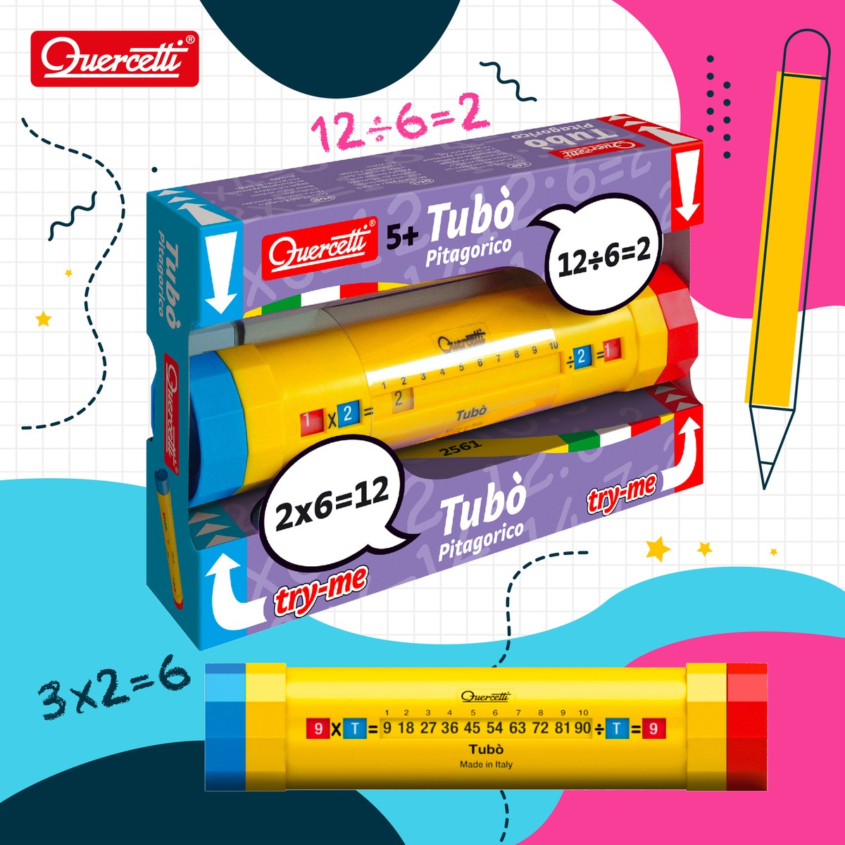 Quercetti Tubò Pitagorico Multiplication Division Maths Learning Stick Tube  Toy