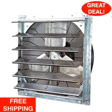 24" Shutter Exhaust Fan 4244 CFM Industrial Speed Wall Mount Garage Shop Attic  