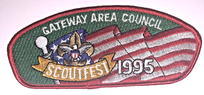 Gateway Area Council Shoulder Patch (CSP) SA-14 Scoutfest 1995 Red Border MINT