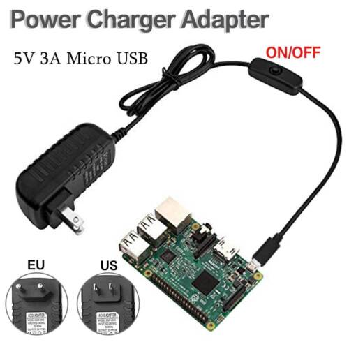 5V 3A Micro USB Power Supply Charger Adapter On/off Switch for Raspberry Pi 3 - Picture 1 of 8