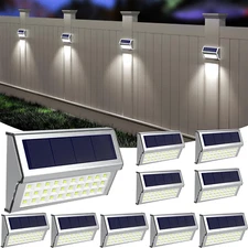 Solar Lights Outdoor, 10 Pack 30 LED Fence Lights Waterproof Solar Powered Deck