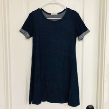 PinkLine Women's A-Line Dress Casual Above Knee Short Sleeve Pullover Blue Small