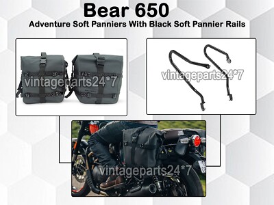 Original Royal Enfield Bear 650 Gepäckträger mit Adventure Soft Panniers, Grau