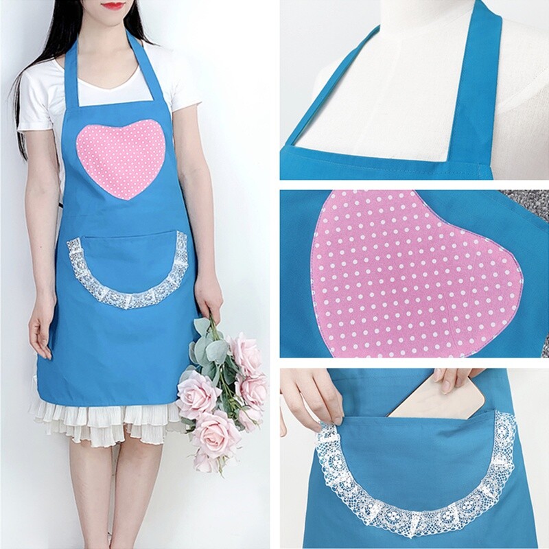 Women Lace Apron Long Waterproof Baking Housewife Waitress Cosplay