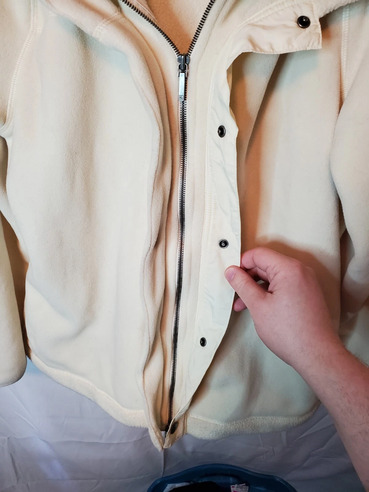 OFF WHITE Felpa con cappuccio e zip intera colore bianco sporco Lauren Ralph Lauren taglia large