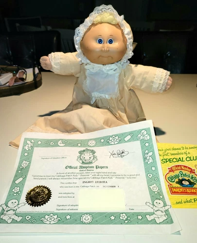 Cabbage Patch doll, 1982 Preemie, blonde, w/ original BIRTH CERTIFICATE & Outfit