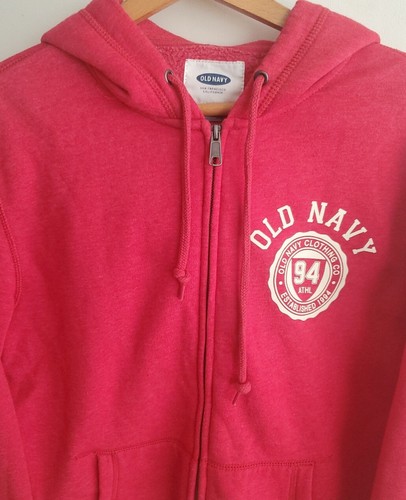 Old Navy Hoodie Jacket Mens Medium Red Zip Hooded Fleece Sweat Athletic Workout - Picture 4 of 11