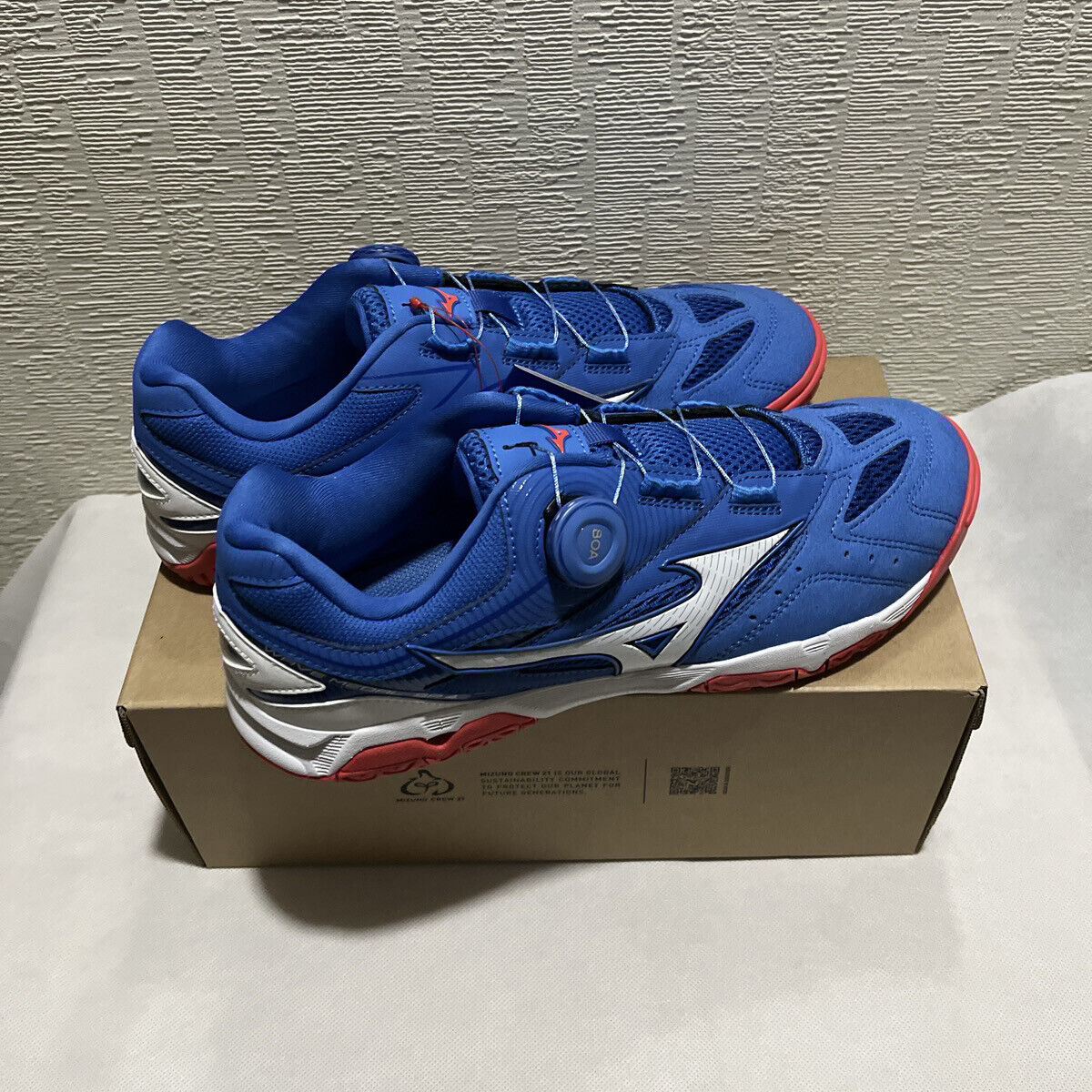 MIZUNO Wave Medal SP4 81GA2112 22 Blue White Red 2E Men Table Tennis Shoes