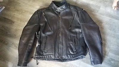 Vtg US Made Co Leather Jacket Sz XL Black Biker Middleton Mass | eBay