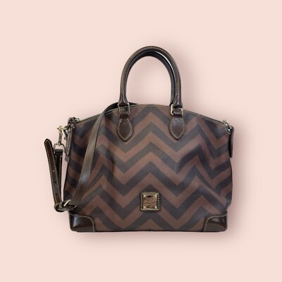 DOONEY & BOURKE Chevron Satchel Bag Luxury Leather Zig Zag Crossbody Strap Purse