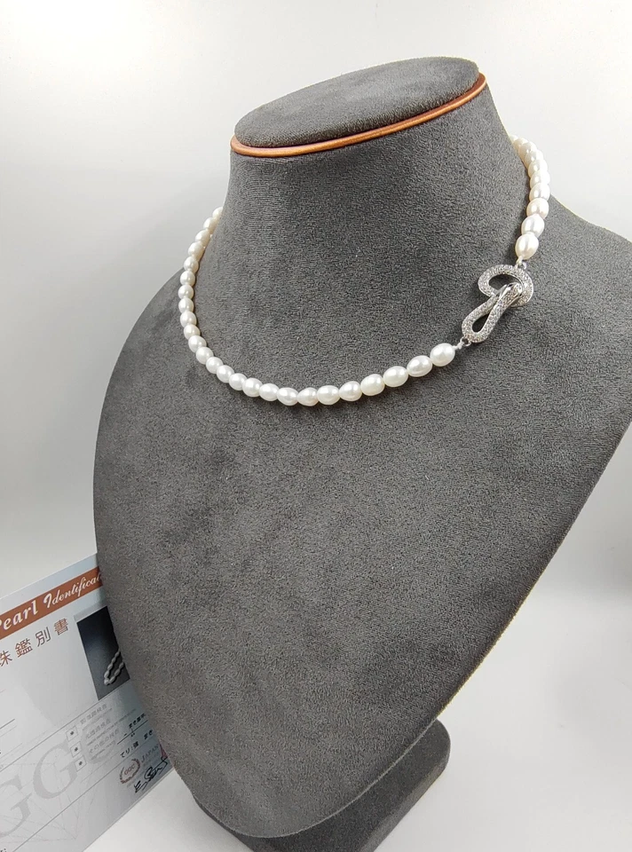 Authentic Natural Seawater White Pearl Necklace Beads 9ct White Gold Filled - Image 3 of 4