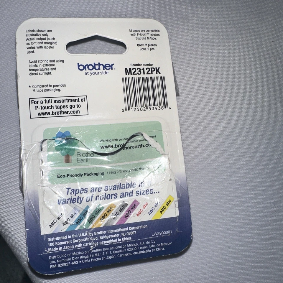 Cinta Brother Original P-touch M-2312PK, Paquete de 2, 1/2" (0,47") Ancho Estándar. Nuevo Foto 2 de 2