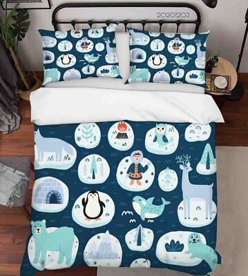 3D Animal Tree Illustration Quilt Cover Set Bedding Sets Pillowcases Queen