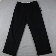 Chaps Pants Mens 34x29 Wool Dress Slacks Business Formal Suit Pleated Black NWT