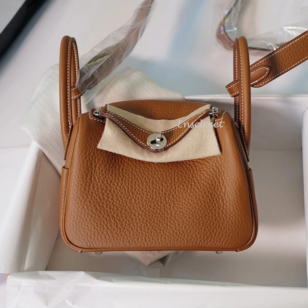 BNIB HERMES MINI LINDY SHOULDER BAG HANDBAG CROSSBODY GOLD PALLADIUM HARDWARE