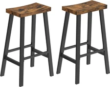 VASAGLE Bar Stools Set of 2 Counter Height Industrial Rustic Brown Easy Assemble