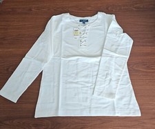 Women's Size Medium Karen Scott Sport Lace-up Top In White-NWT