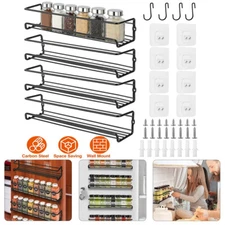 4 Packs Kitchen Spice Rack Organizer Storage Shelf Cabinet Jar Holder Wall Mount