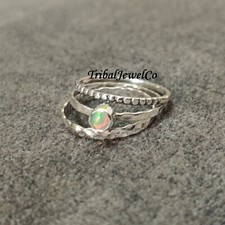 Opal Stacking Gemstone Rings, Sterling Silver 925 Ring Gemstone Ring, Women Ring