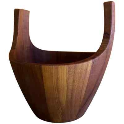 Staved Teak ''Viking Bowl'' Circa 1960s Made in India Handmade by H D