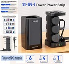 11-IN-1 Tower Extension Lead with 6 Sockets, USB, USB-C Slots & Wireless Charger