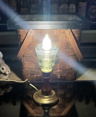 Antique Glass Insulator(Clear Armstrong DPI 57 61:.) Desk Lamp