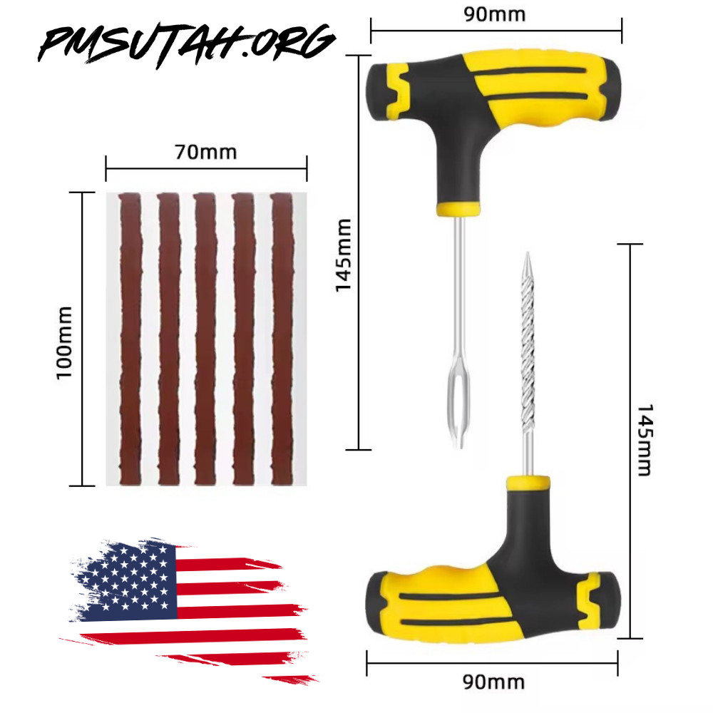 5Pc Car Truck SUV Road Side Emergency Tire Puncture Repair Plug Case Kit Box Set