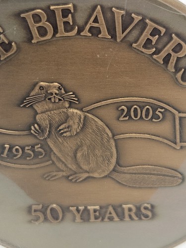 Vintage The Beavers 50 Years Award Dinner Coin Clear Acrylic Paperweight - Picture 7 of 13
