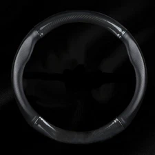 15in Car Steering Wheel Cover Fiber Stitching Leather Non-slip Accessories