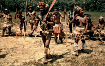 COLOMBIA Kolumbien Postcard Huitoto Indian Snake Dance Indigena Leticia Amazonas